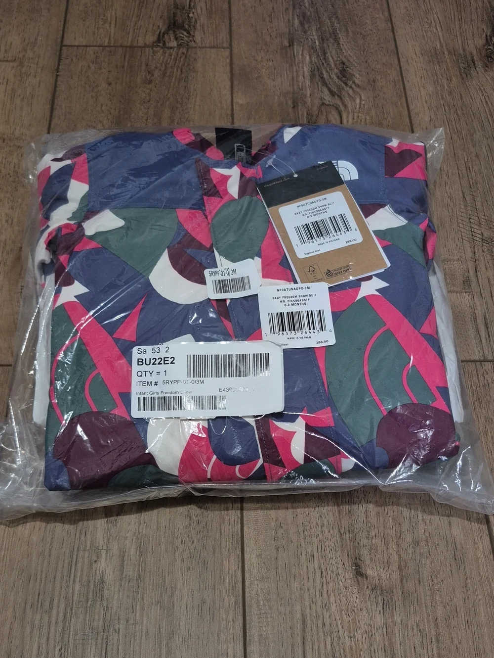 The North Face Baby Freedom Snow Suit. NWT. 0-3 Month. Mr. Pink Big Abstract.